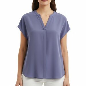 Adrianna Papell Purple Blouse Top V-NECK CAP SLEEVE Size XLARGE lavander NEW